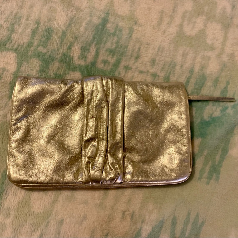 Gianni Bini Elegant Metallic Silver Clutch Bag